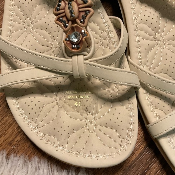 Alicegana Womens 11 Sandals Shoes Comfort Walking Non Slip Jeweled Bohemian Flat - Picture 3 of 9